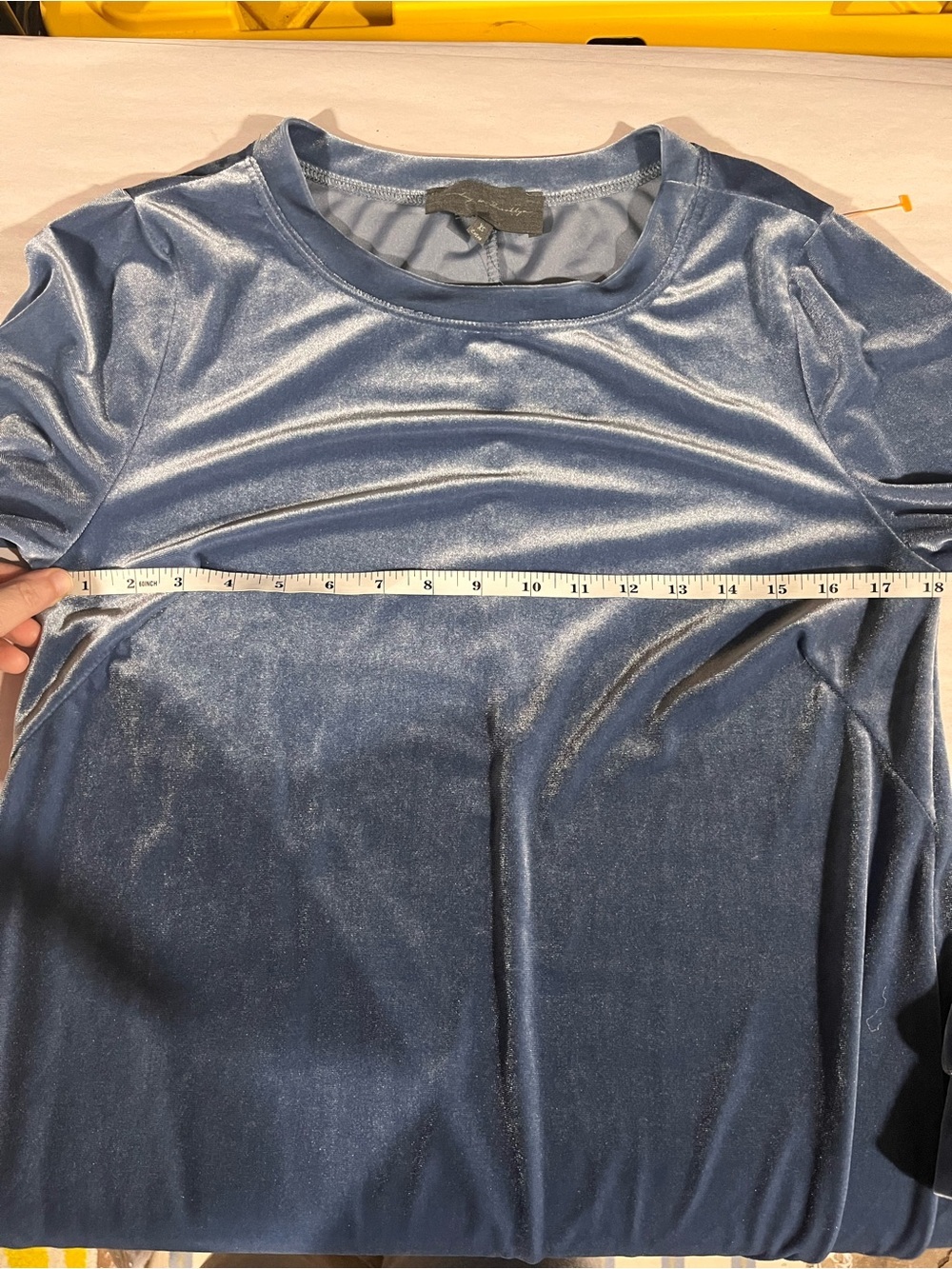 NEWAnthropologie Sunday in Brooklyn Dusty Blue Velvet Long-Sleeve Shirt Dress XS - Picture 11 of 14